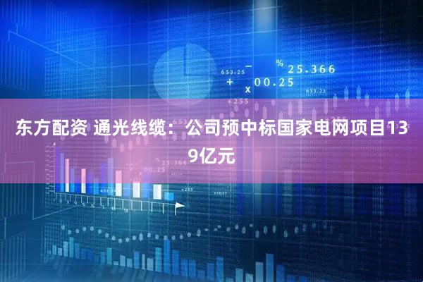 东方配资 通光线缆：公司预中标国家电网项目139亿元